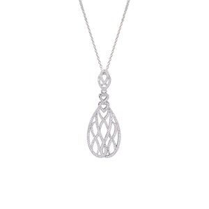 Sterling Silver Long Figure 8 CZ Drop Pendant Necklace with Chain